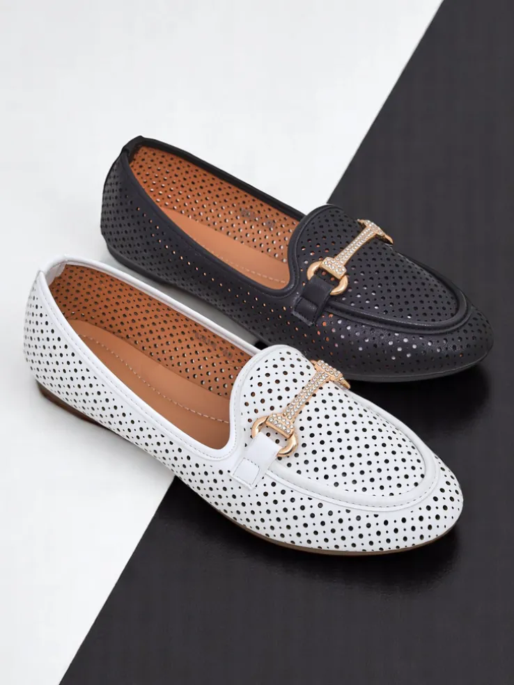 Royalfashion Ażurowe damskie mokasyny Rafalle