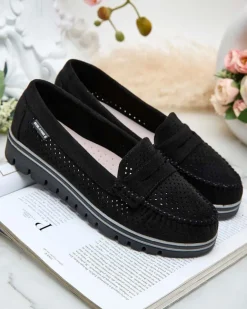 Royalfashion Ażurowe mokasyny damskie Leteller