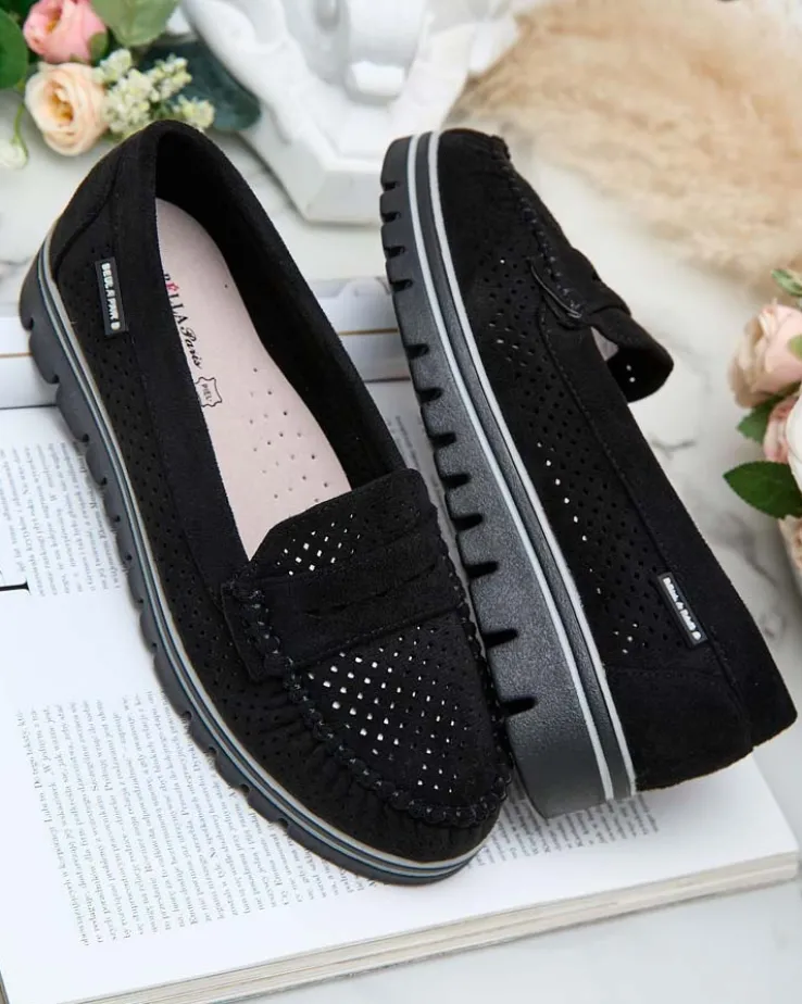 Royalfashion Ażurowe mokasyny damskie Leteller