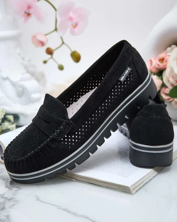 Royalfashion Ażurowe mokasyny damskie Leteller