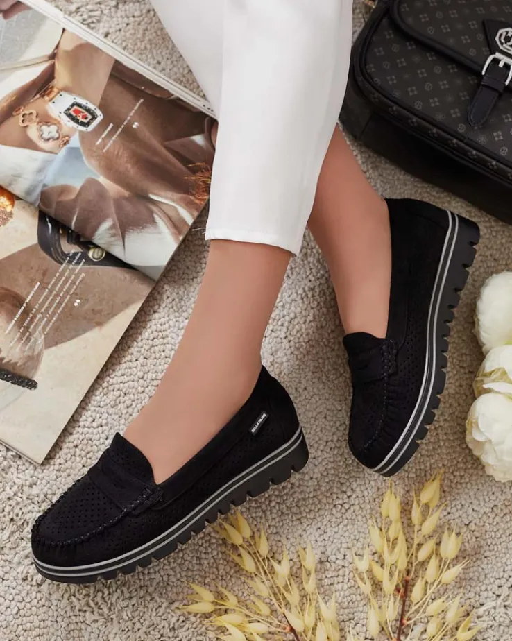 Royalfashion Ażurowe mokasyny damskie Leteller