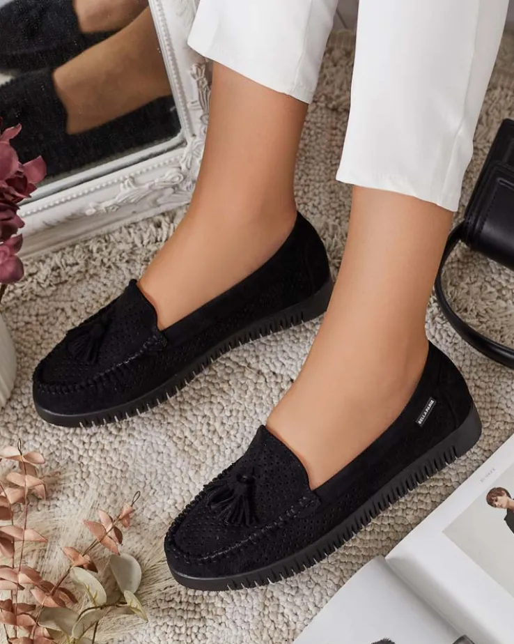 Royalfashion Ażurowe mokasyny damskie Molaffa