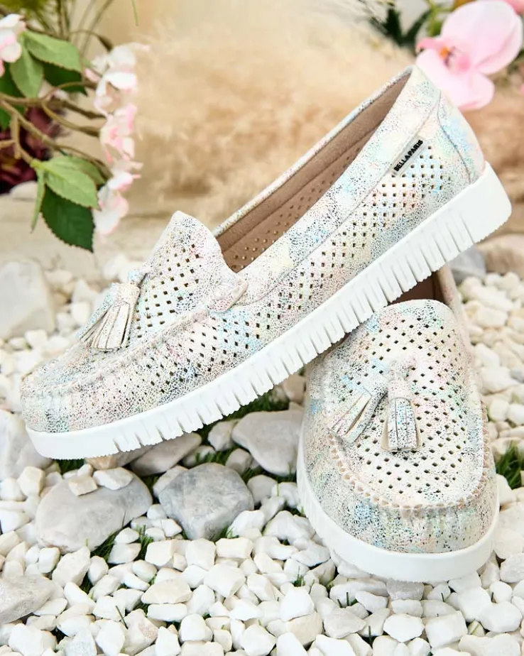 Royalfashion Ażurowe mokasyny damskie Molaffa