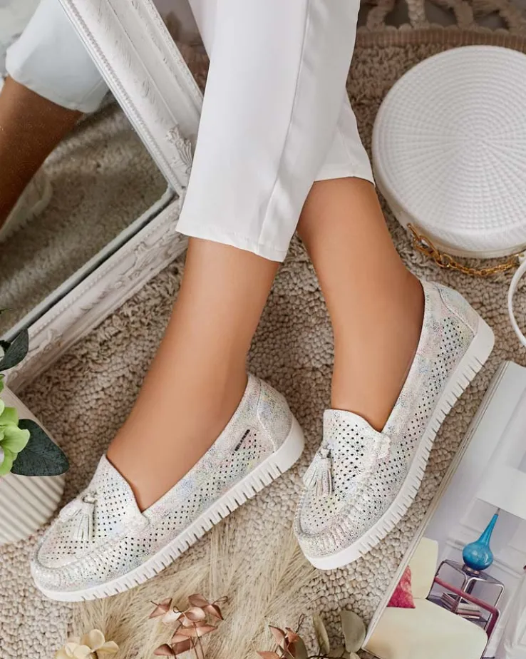 Royalfashion Ażurowe mokasyny damskie Molaffa