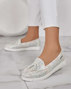 Royalfashion Ażurowe mokasyny damskie Molaffa