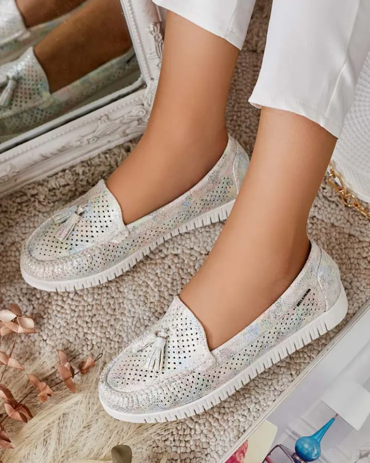 Royalfashion Ażurowe mokasyny damskie Molaffa