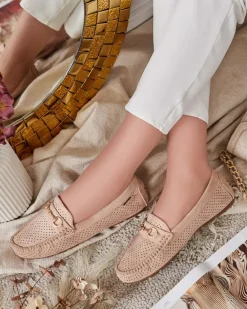 Royalfashion Ażurowe mokasyny damskie Mill