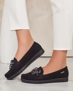 Royalfashion Ażurowe mokasyny damskie z koralikami Namis