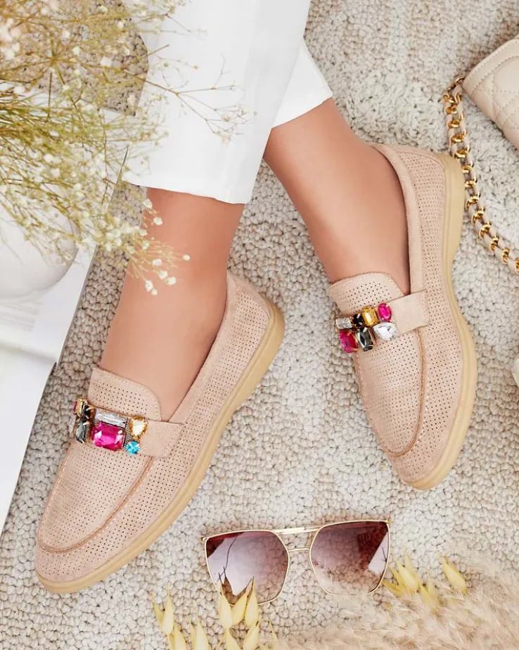 Royalfashion Ażurowe mokasyny damskie Mettele