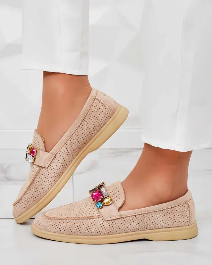 Royalfashion Ażurowe mokasyny damskie Mettele