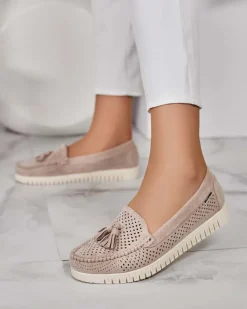 Royalfashion Ażurowe mokasyny damskie Molaffa