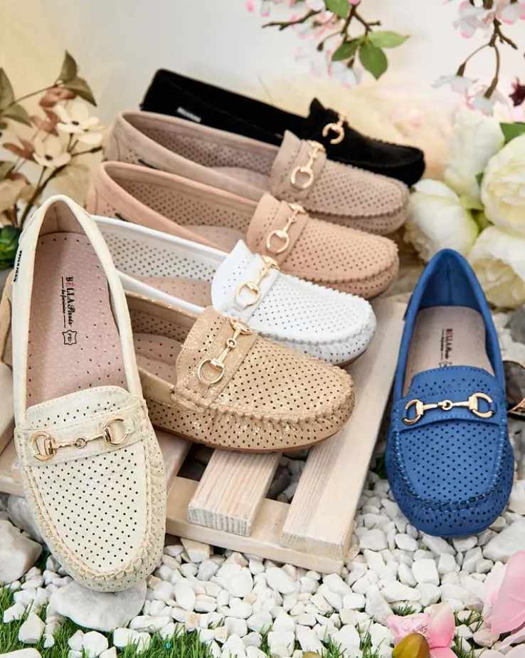 Royalfashion Ażurowe mokasyny damskie Mill