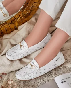 Royalfashion Ażurowe mokasyny damskie Mill