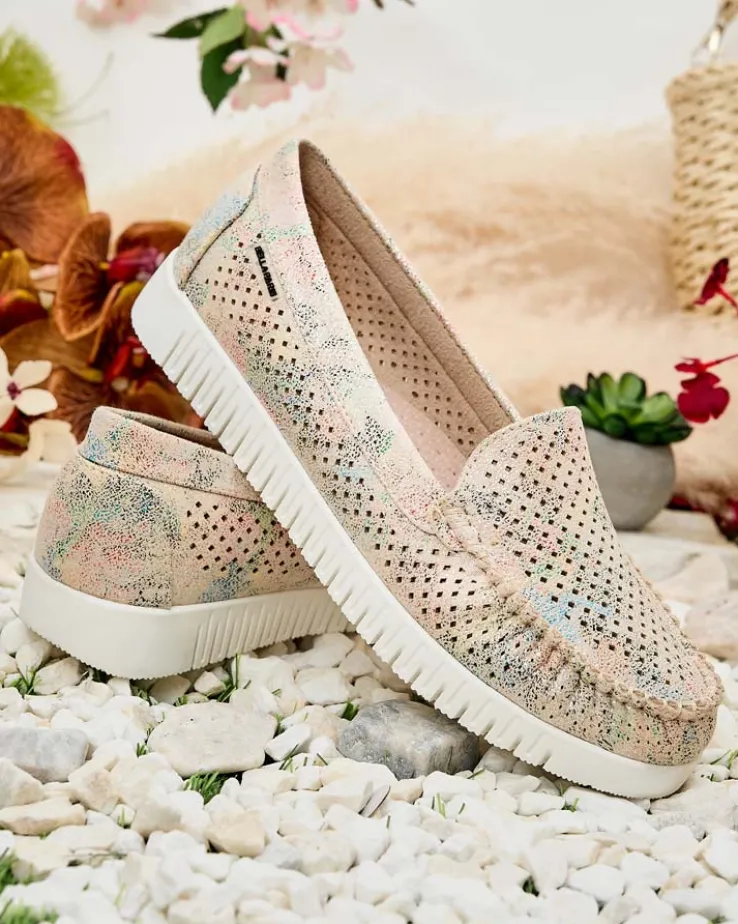 Royalfashion Ażurowe mokasyny damskie Nafis