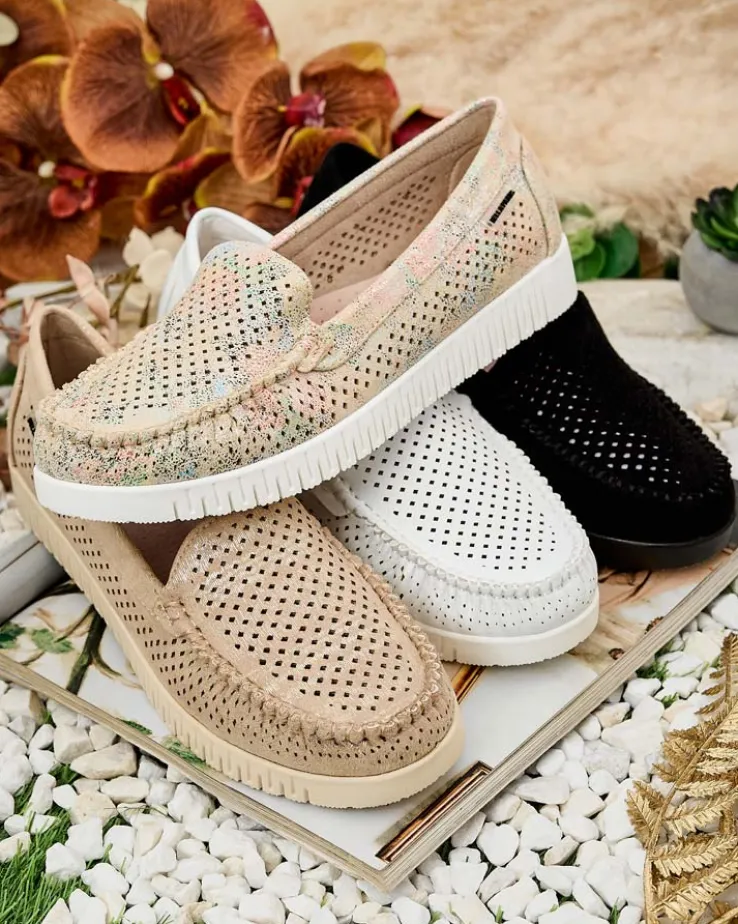 Royalfashion Ażurowe mokasyny damskie Nafis