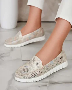 Royalfashion Ażurowe mokasyny damskie Nafis