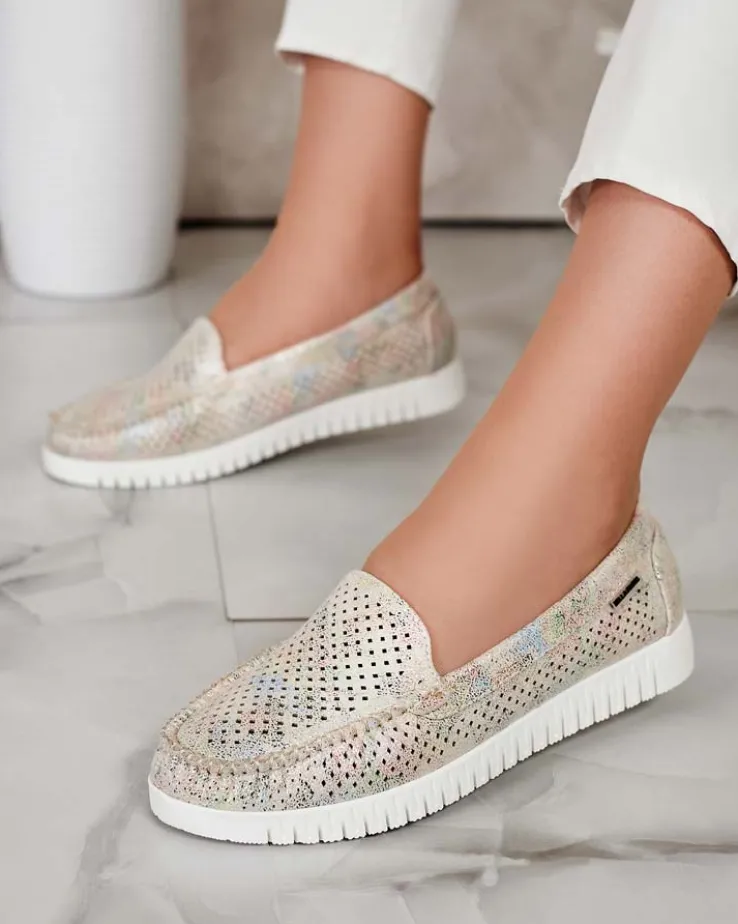 Royalfashion Ażurowe mokasyny damskie Nafis