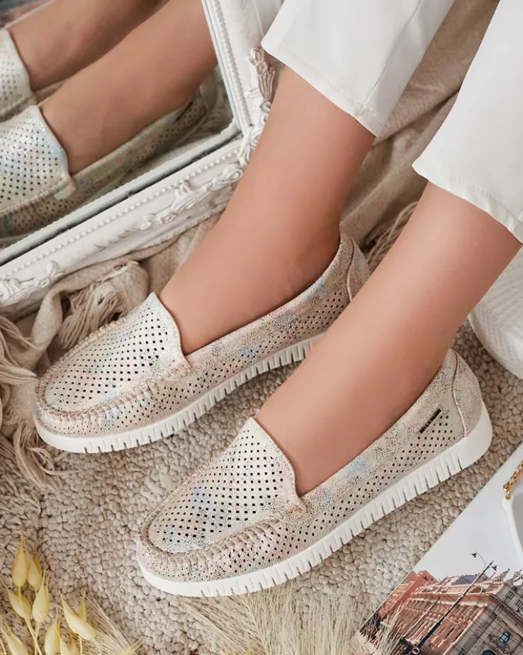 Royalfashion Ażurowe mokasyny damskie Nafis