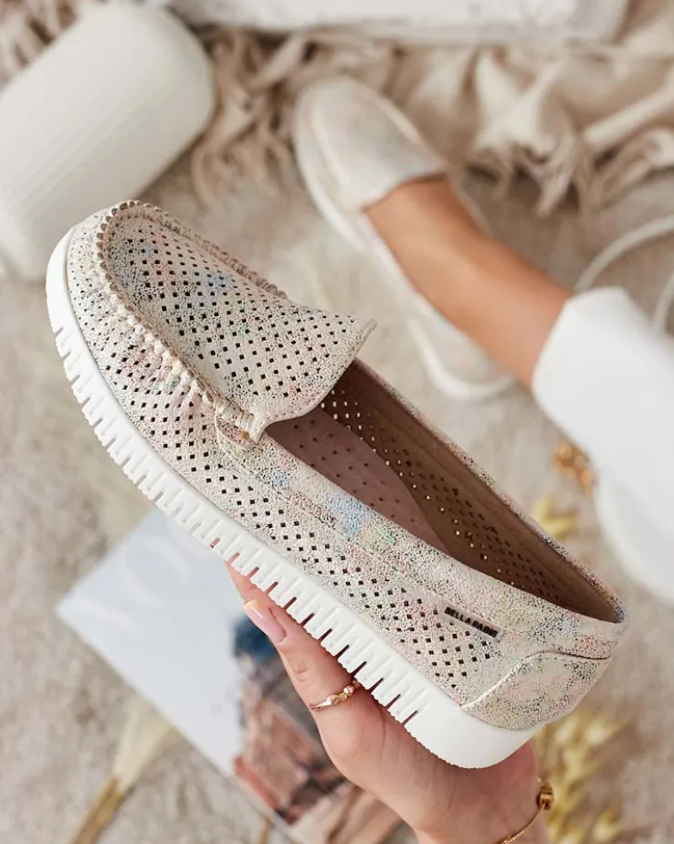 Royalfashion Ażurowe mokasyny damskie Nafis