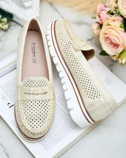 Royalfashion Ażurowe mokasyny damskie Leteller