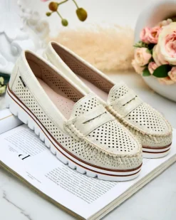 Royalfashion Ażurowe mokasyny damskie Leteller