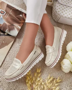 Royalfashion Ażurowe mokasyny damskie Leteller