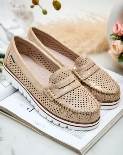 Royalfashion Ażurowe mokasyny damskie Leteller