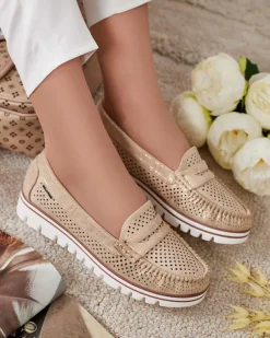 Royalfashion Ażurowe mokasyny damskie Leteller