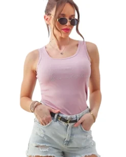 Royalfashion Bawełniana bluzka damska na ramiączkach z seruszkami