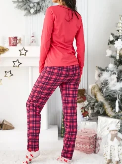 Royalfashion Bawełniana damska 2-częściowa piżama w kratkę