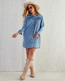 Royalfashion Bawełniana damska sukienka mini a'la jeansowa