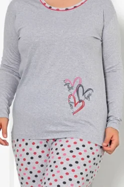 Royalfashion Bawełniana damska 2-częściowa piżama w kropki PLUS SIZE