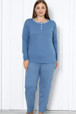 Royalfashion Bawełniana damska 2-częściowa piżama w kropki PLUS SIZE