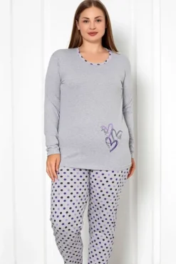 Royalfashion Bawełniana damska 2-częściowa piżama w kropki PLUS SIZE