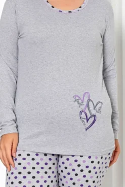 Royalfashion Bawełniana damska 2-częściowa piżama w kropki PLUS SIZE