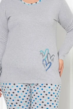 Royalfashion Bawełniana damska 2-częściowa piżama w kropki PLUS SIZE