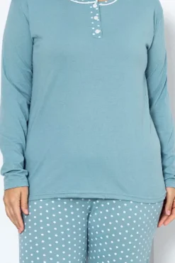 Royalfashion Bawełniana damska 2-częściowa piżama w kropki PLUS SIZE