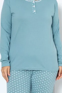 Royalfashion Bawełniana damska 2-częściowa piżama w kropki PLUS SIZE