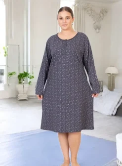 Royalfashion Bawełniana koszula nocna w kwiaty PLUS SIZE