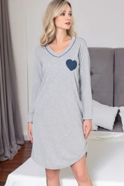 Royalfashion Bawełniana koszula nocna z serduszkiem