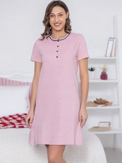 Royalfashion Bawełniana nocna koszula damska w kropki