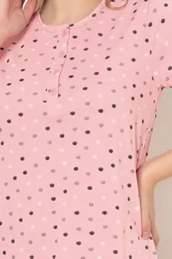 Royalfashion Bawełniana nocna koszula damska w kropki