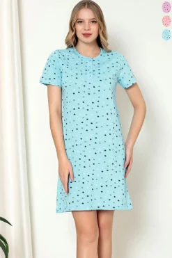 Royalfashion Bawełniana nocna koszula damska w kropki