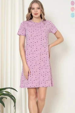 Royalfashion Bawełniana nocna koszula damska w kropki