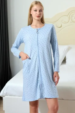 Royalfashion Bawełniana nocna koszula damska z suwakiem