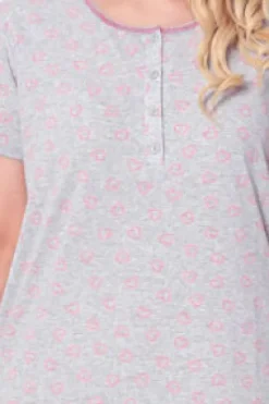 Royalfashion Bawełniana nocna koszula ciążowa i do karmienia w serduszka PLUS SIZE