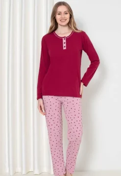 Royalfashion Bawełniana piżama damska ze spodniami w kropki