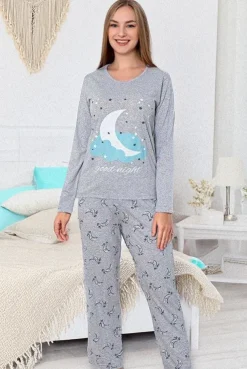 Royalfashion Bawełniana piżama damska w księżyce