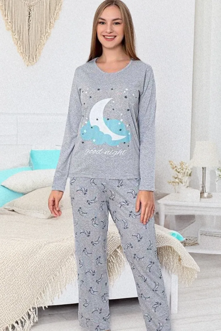 Royalfashion Bawełniana piżama damska w księżyce