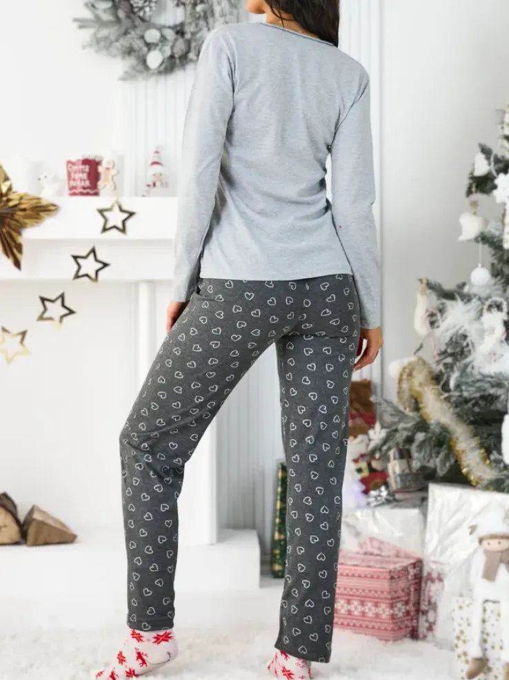 Royalfashion Bawełniana piżama damska w serduszka